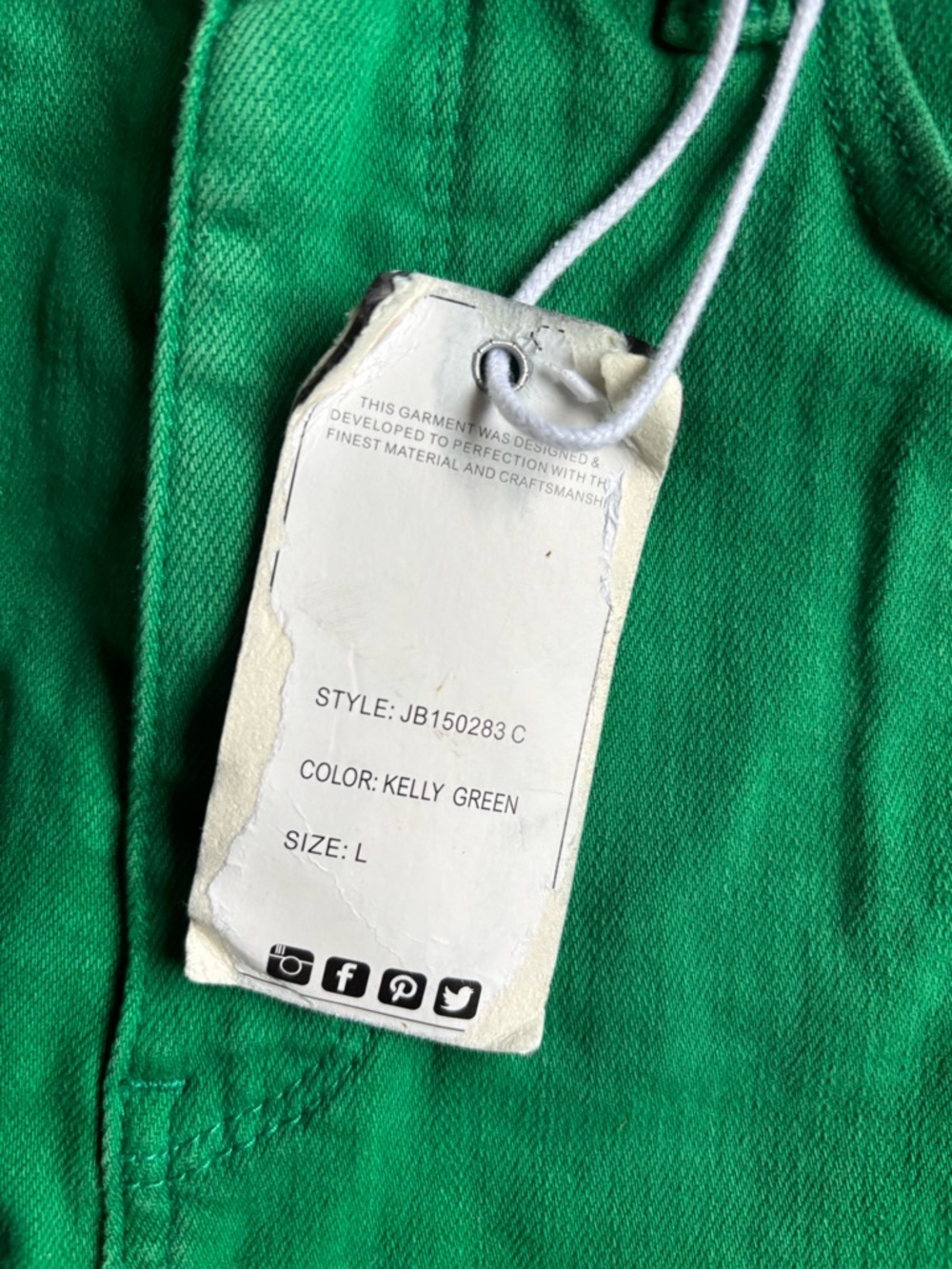 Judy Blue garment dyed Kelly green Jean shorts large new NWT - Picture 4 of 6